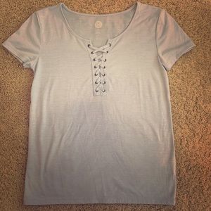 Blue Tee Shirt Lace Up